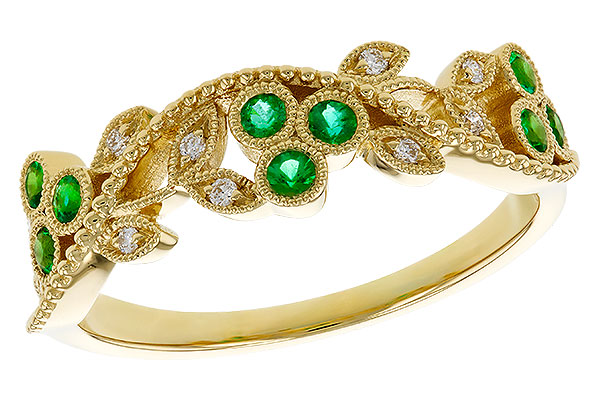 F293-53731: LDS WED RG .17 EMERALD TW .23 TGW