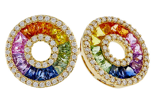 M293-48303: EARRINGS 2.10 MULTI-COLOR SAPP 2.37 TGW