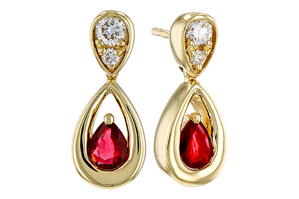 M293-48312: EARRINGS .40 RUBY .52 TGW (4x3 RUBY)
